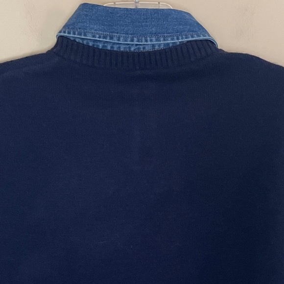 Commense 2 in 1 Denim Panel Lapel Sweater Women's XL NWT - Picture 6 of 15
